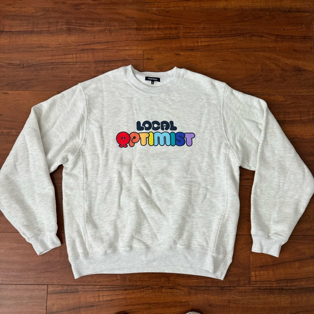 MADHAPPY LOCAL OPTIMIST ASH GRAY CREWNECK SZ LARGE L